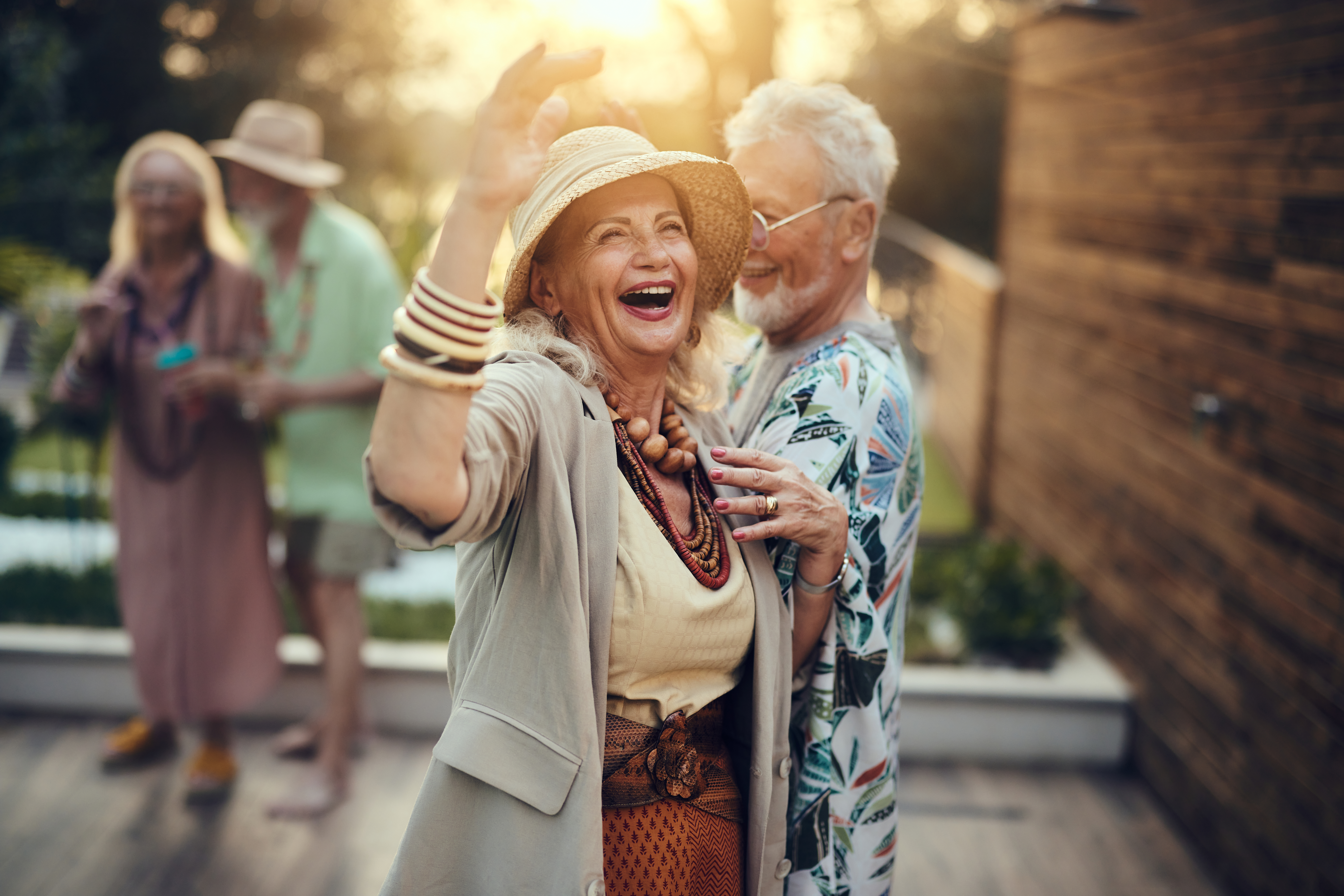 Elderly couple dancing