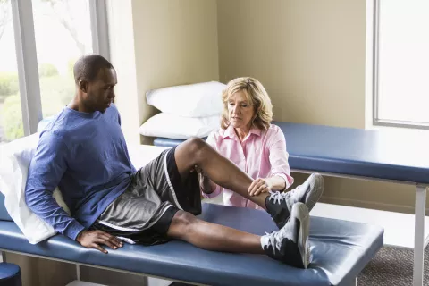 Image of patient receiving sports medicine care