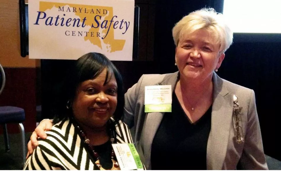 Lucretia Jackson and Shirley Knelly at the Maryland Patient Safety Center receiving an award