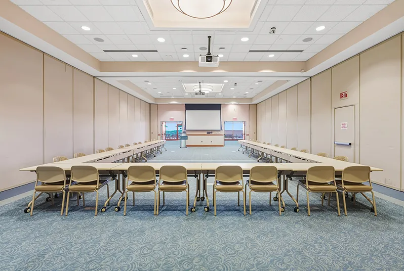 Conference roundtable set up at Doordan Institute & Event Space